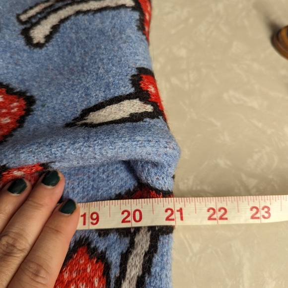 Zara mushroom sweater - blue crew neck women's size medium - Picture 3 of 6